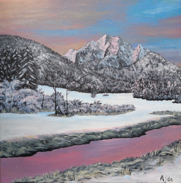 acrylic painitng of sheep on Mangrt saddle