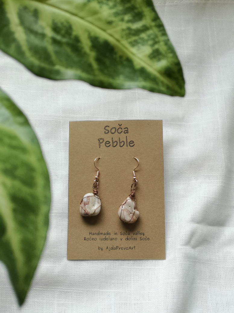 Wirewrapped earrings made with Soča pebbles